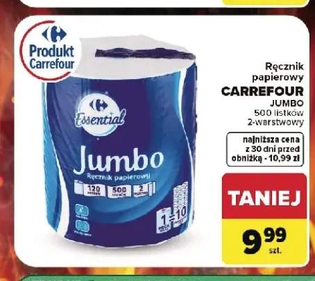 Ręcznik papierowy Carrefour Essential Jumbo 500 listków