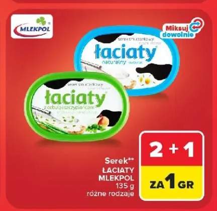 Serek śmietankowy Łaciaty naturalny Mlekpol +1 wariant