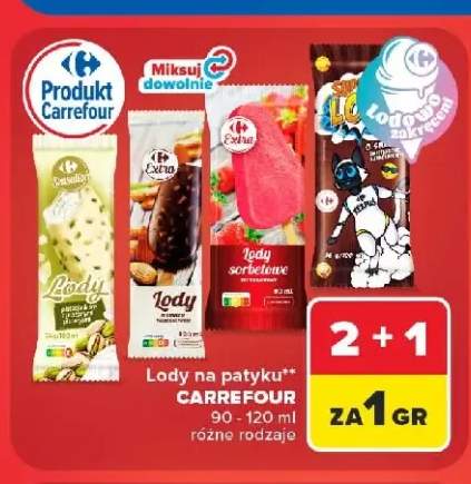 Lody na patyku Carrefour Sensation pistacja & sos z prażonymi pistacjami +3 warianty