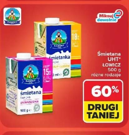 Śmietanka UHT Łowicz 18% +1 wariant