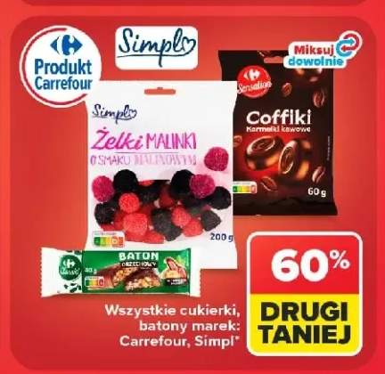 Cukierki i batony Carrefour Simpl +3 warianty