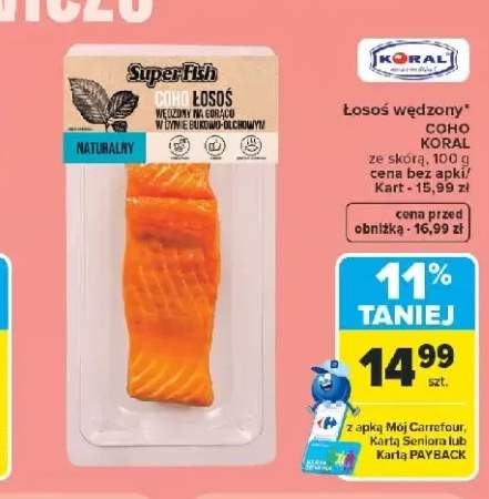 Łosoś wędzony Coho Koral ze skórą