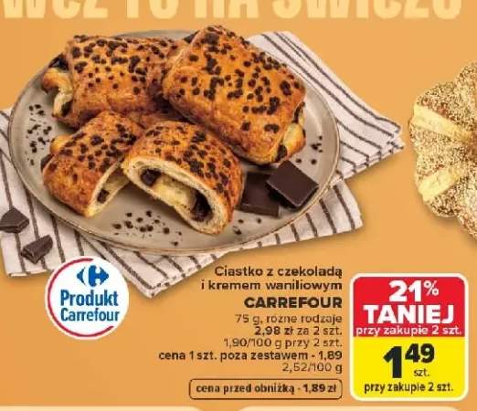 Ciastko z czekoladą i kremem waniliowym Carrefour