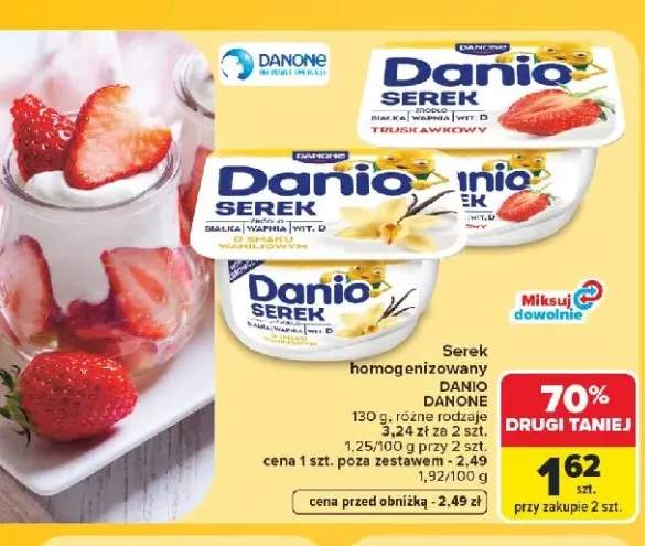 Serek homogenizowany Danio truskawkowy +1 wariant