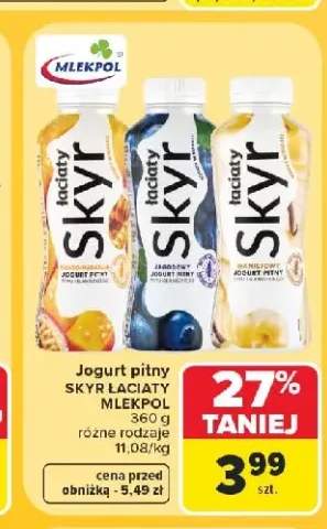 Jogurt pitny Skyr Łaciaty jagodowy +2 warianty