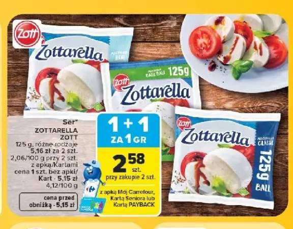 Ser mozzarella Zottarella Zott Classic +1 wariant