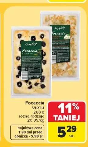 Focaccia z oliwkami Virtu +1 wariant