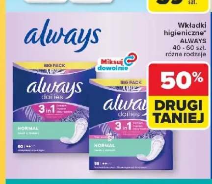 Wkładki higieniczne Always Dailies Normal Fresh & Protect +1 wariant