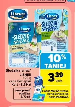 Śledzik na raz Lisner w oleju z cebulką +1 wariant