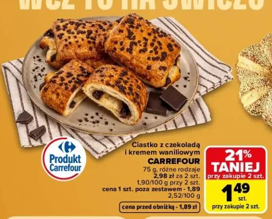 Ciastko z czekoladą i kremem waniliowym Carrefour