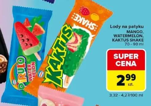 Lody na patyku Kaktus Shake +2 warianty