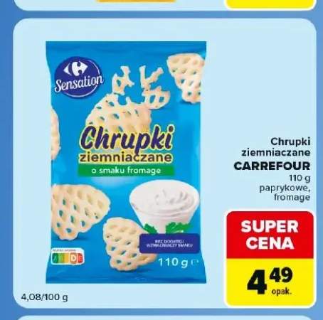 Chrupki ziemniaczane o smaku fromage Carrefour Sensation +1 wariant