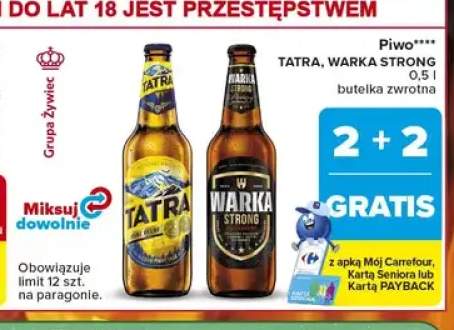 Piwo Tatra Jasne Pełne +1 wariant