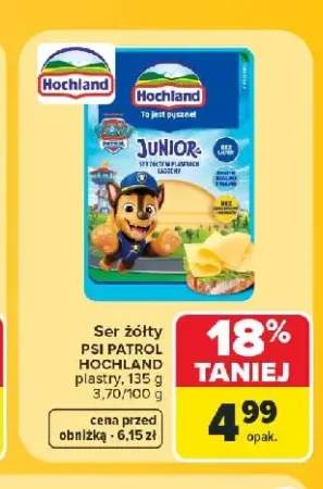 Ser żółty Hochland Junior Psi Patrol plastry