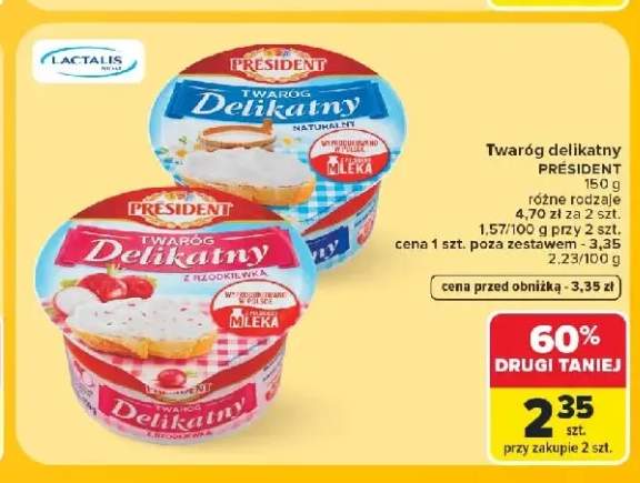 Twaróg delikatny z rzodkiewką Président +1 wariant