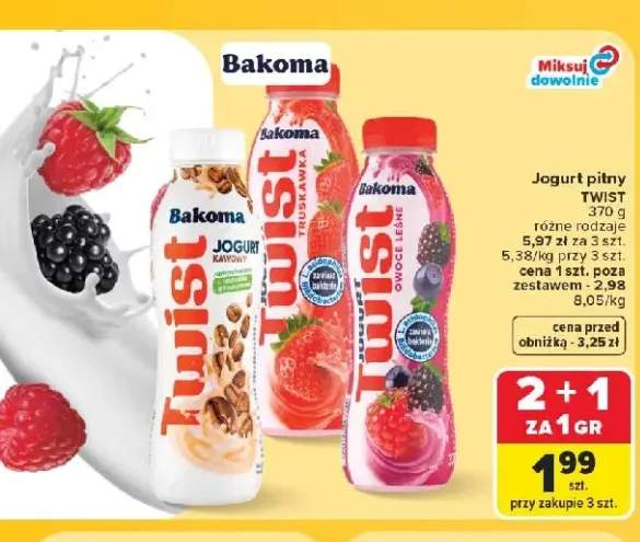 Jogurt pitny Bakoma Twist truskawkowy +2 warianty