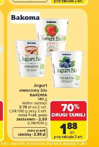 Jogurt owocowy bio Bakoma jagodowy +1 wariant