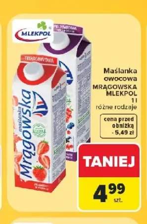 Maślanka owocowa Mrągowska Mlekpol