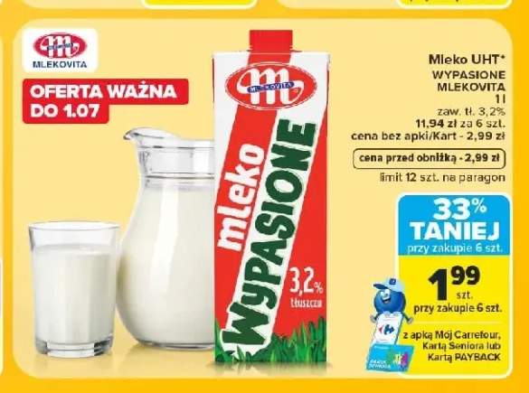 Mleko UHT Wypasione Mlekovita 3,2%