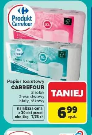 Papier toaletowy Carrefour biały +1 wariant