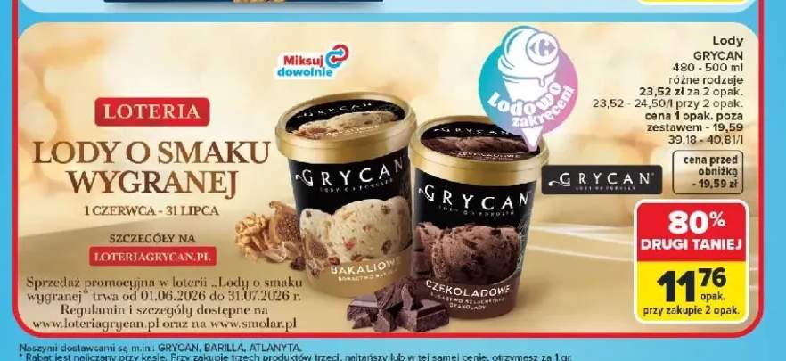 Lody bakaliowe Grycan +1 wariant