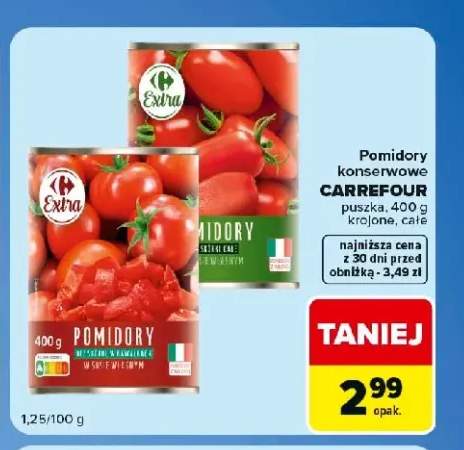 Pomidory konserwowe całe Carrefour Extra +1 wariant