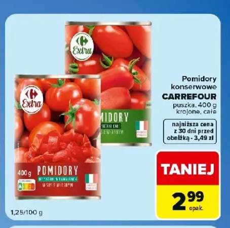 Pomidory konserwowe całe Carrefour Extra +1 wariant
