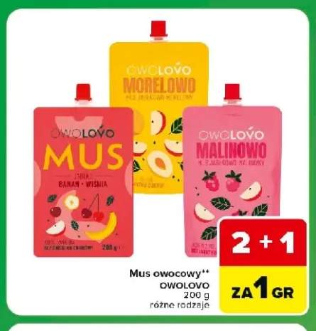 Mus jabłko banan wiśnia Owolovo +2 warianty