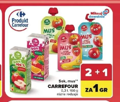 Mus jabłko banan truskawka Carrefour +4 warianty