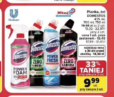 Żel do WC Domestos Zero Kamienia +2 warianty