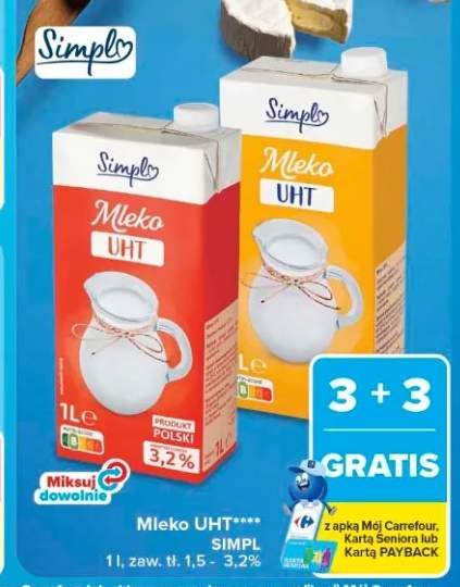 Mleko UHT Simpl 1,5% +1 wariant