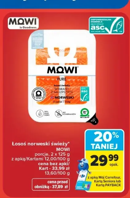 Łosoś norweski świeży Mowi porcje