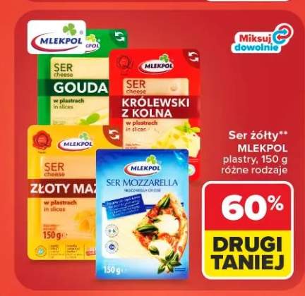 Ser żółty Gouda Mlekpol plastry +3 warianty