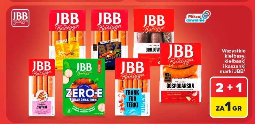 Kiełbasy kiełbaski i kaszanki marki JBB +7 wariantów