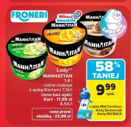 Lody Manhattan White Chocolate Pistachio +2 warianty