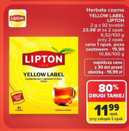 Herbata czarna Lipton Yellow Label