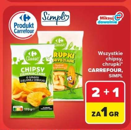 Chipsy, chrupki Carrefour, Simpl +2 warianty