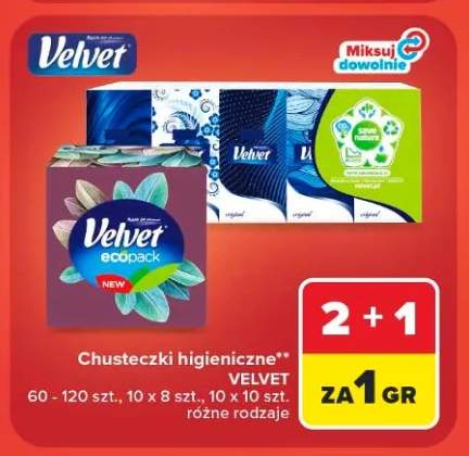 Chusteczki higieniczne Velvet Original +1 wariant