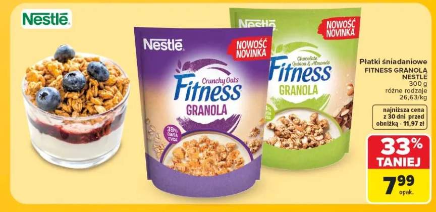 Płatki śniadaniowe Nestlé Fitness Granola Crunchy Oats +1 wariant