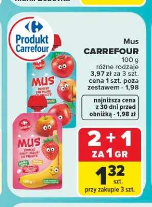 Mus Carrefour jabłko banan truskawka +1 wariant
