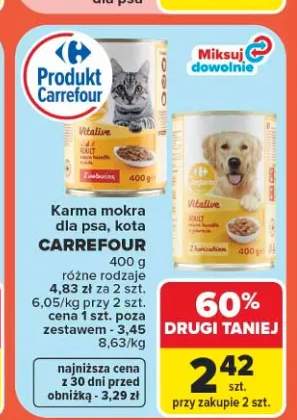Karma mokra dla kota Carrefour Vitalive Wołowina +1 wariant