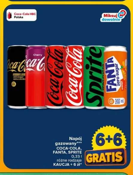 Napój gazowany Coca-Cola Zero Cukru Zero Kofeiny +5 wariantów