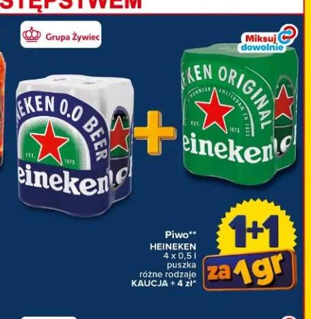 Piwo bezalkoholowe Heineken 4-pak 500 ml +1 wariant
