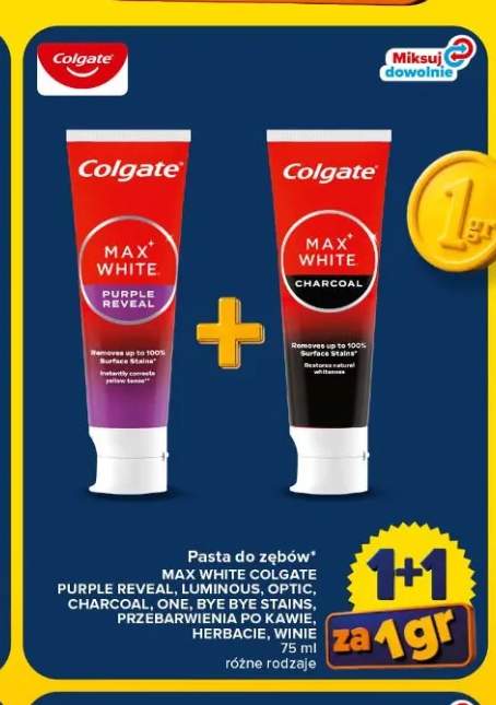Pasta do zębów Colgate Max White Przebarwienia po kawie herbacie winie +6 wariantów