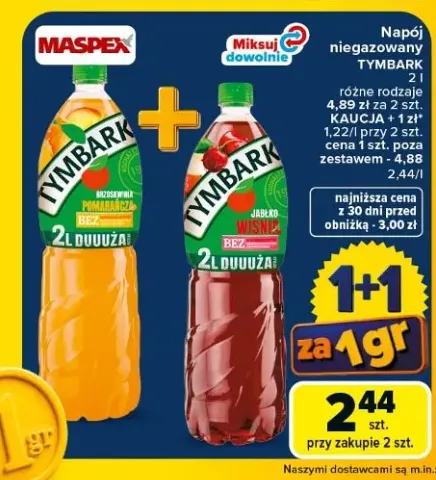 Napój niegazowany jabłko wiśnia Tymbark +1 wariant