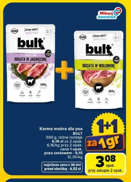 Karma mokra dla psa Bult bogata w wołowinę +1 wariant