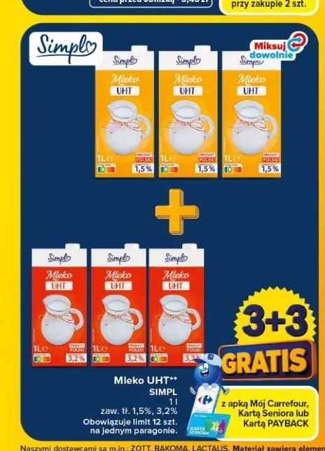 Mleko UHT 3,2% Simpl +1 wariant