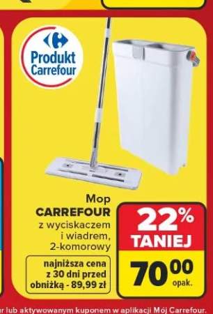 Mop Carrefour z wyciskaczem i wiadrem 2-komorowy