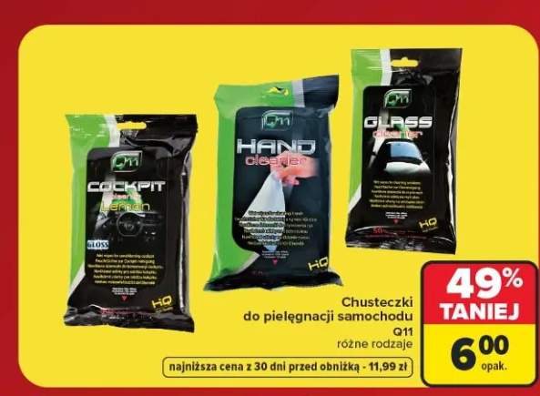 Chusteczki do pielęgnacji samochodu Q11 Glass +2 warianty