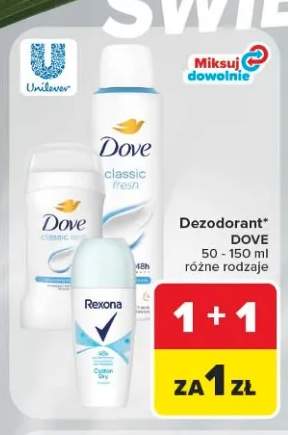 Dezodorant roll-on Dove Classic Fresh +2 warianty